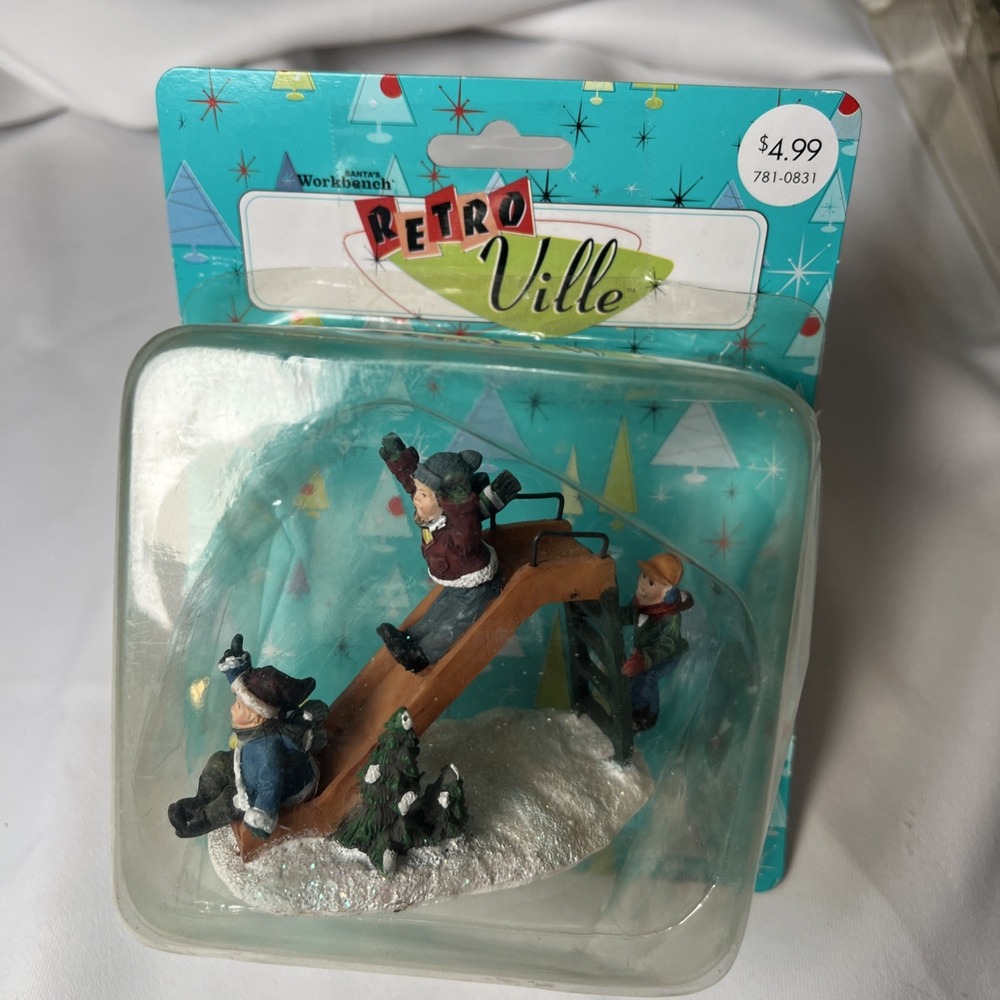 Vintage Santa's Workbench Retro Ville Christmas   Resin Children On ‎ Slide 2005